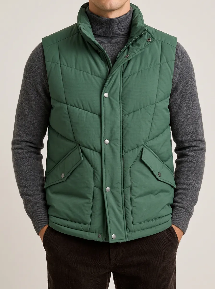 Men's Down Vest in Quilted Finish