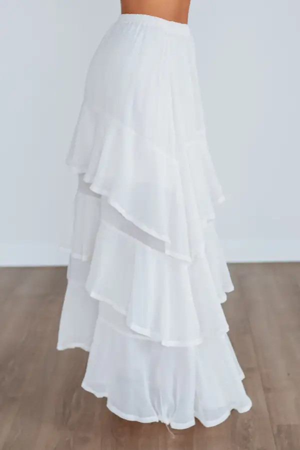 Tiered Ruffled Elastic Waist Maxi Skirt