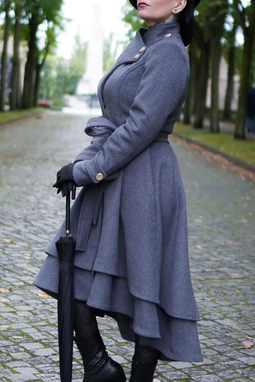 Wool Belted Asymmetrical Pocketed Coat
