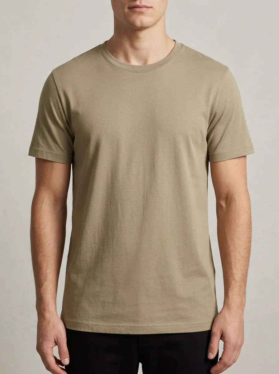 Prairie-Inspired Minimalist Men's Cotton Crew Neck T-Shirt