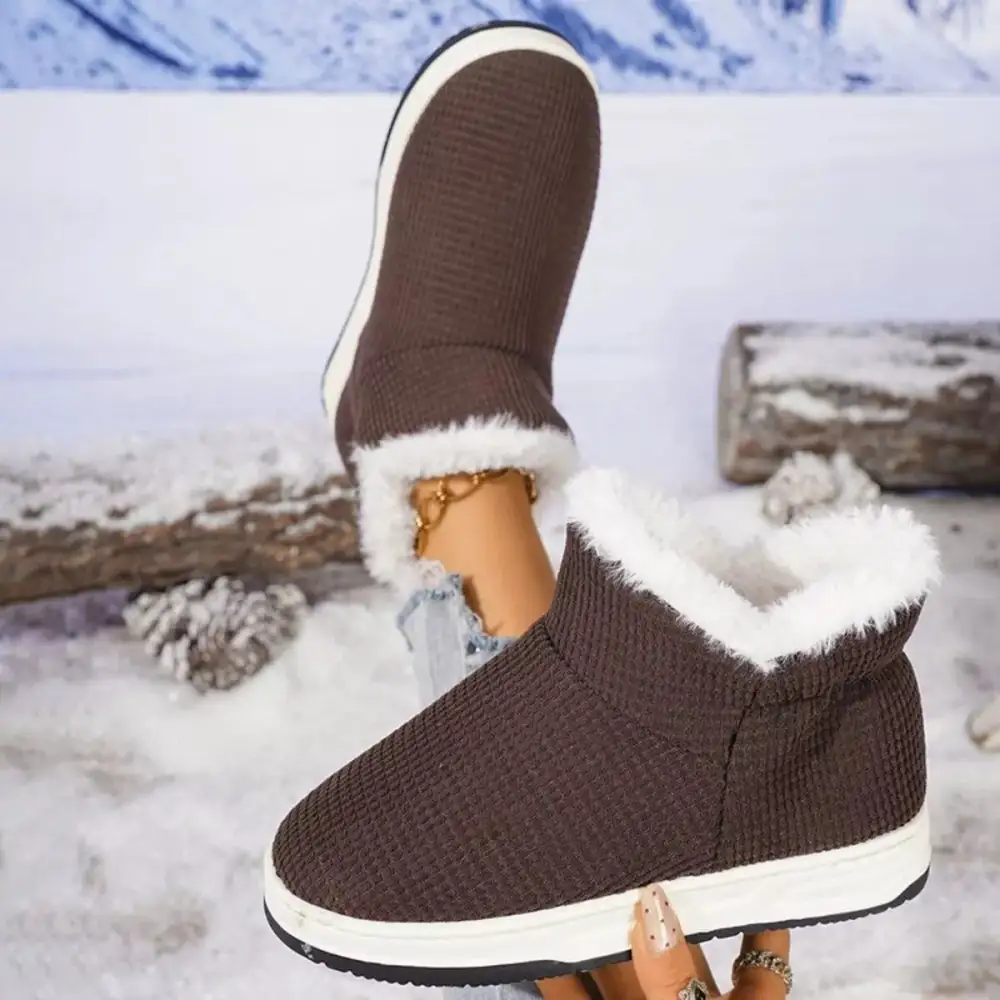 Cozy Knit Ankle Boots with Plush Lining