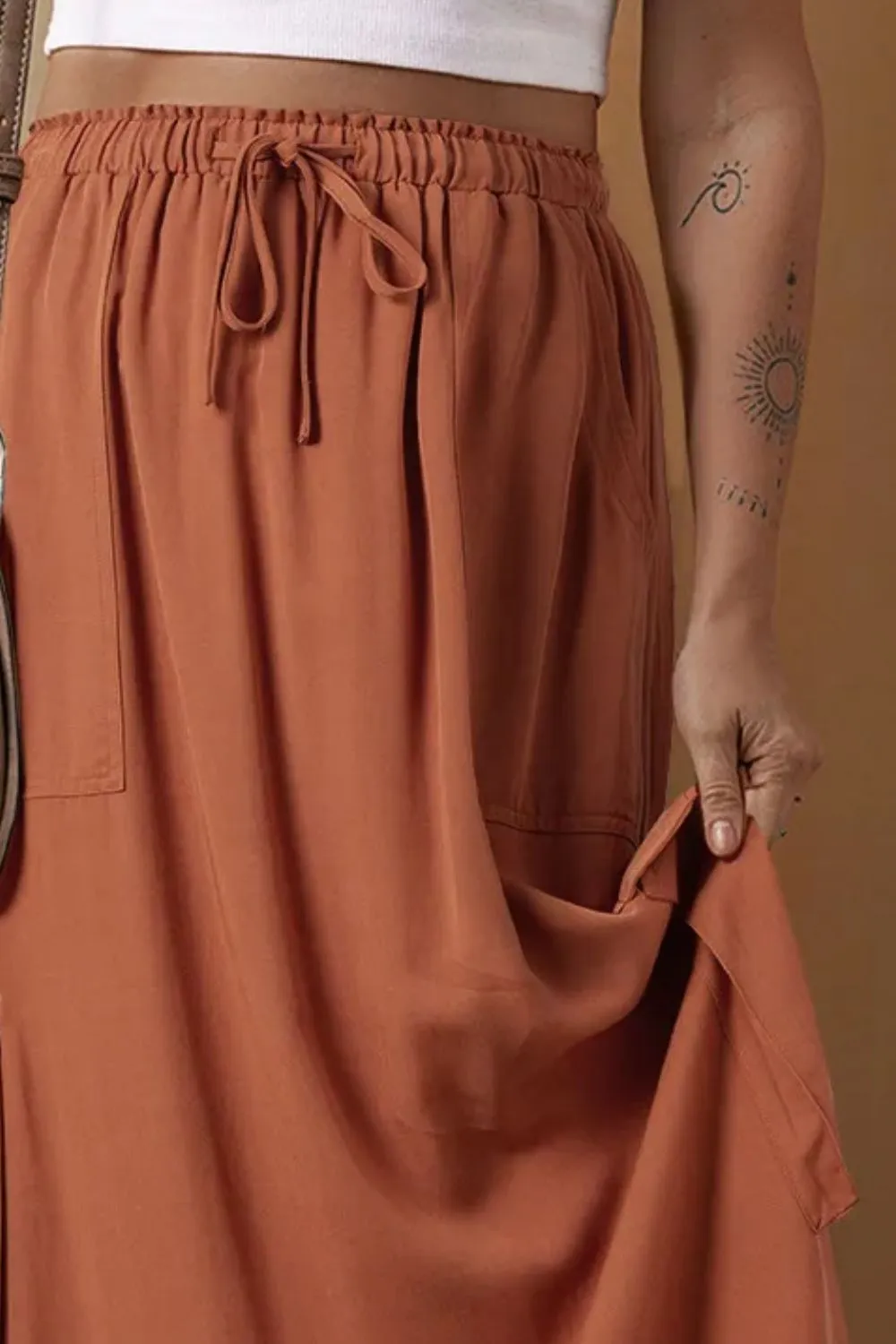 Drawstring Pocket Detail Skirt