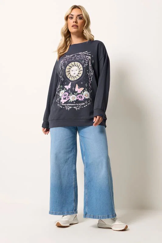 Grey Celestial Graphic Print Sweatshirt detail 1