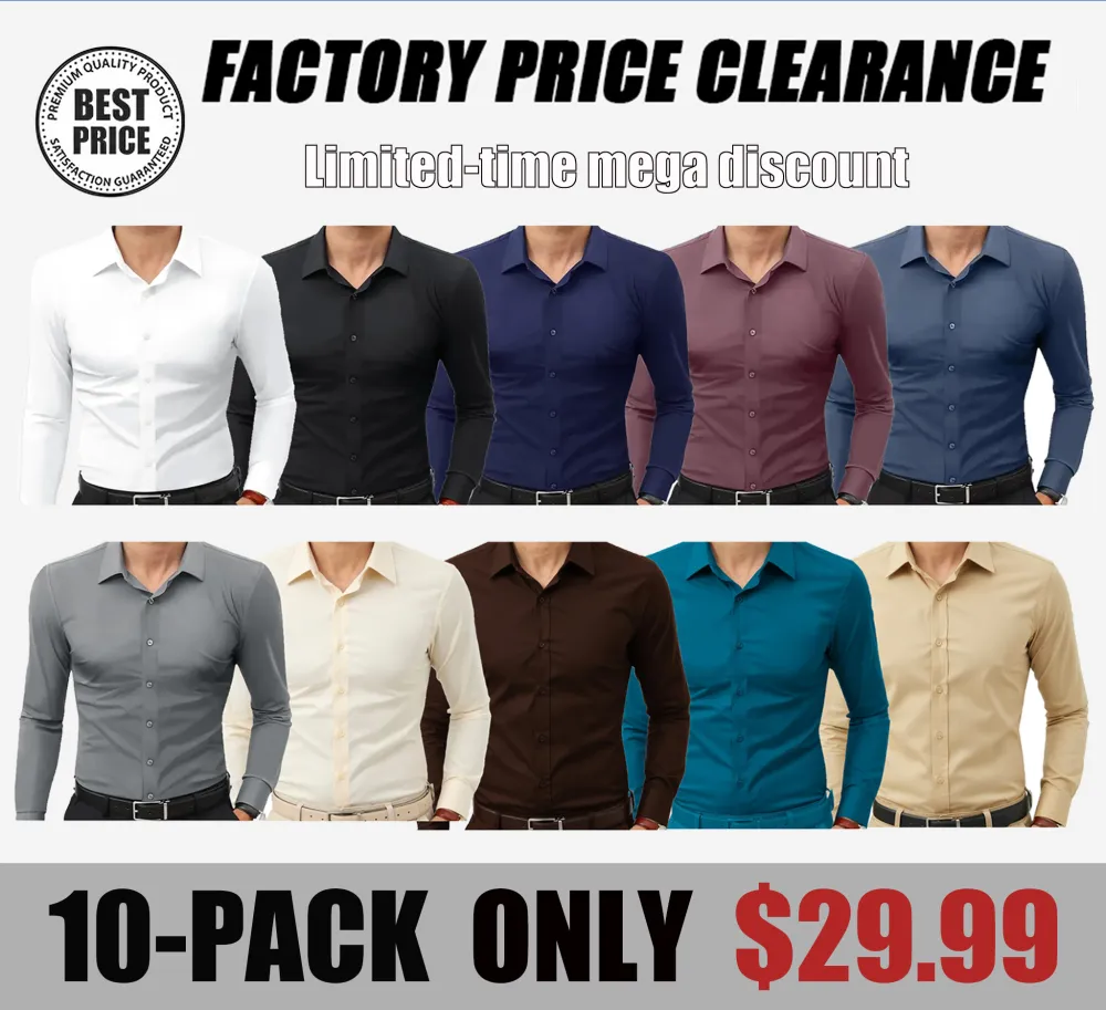Gentle Dress Shirts 16-Way Stretch Slim Fit Long Sleeve Button Down Business Casual Shirts Wrinkle Free Traveler Shirts Top Menswear