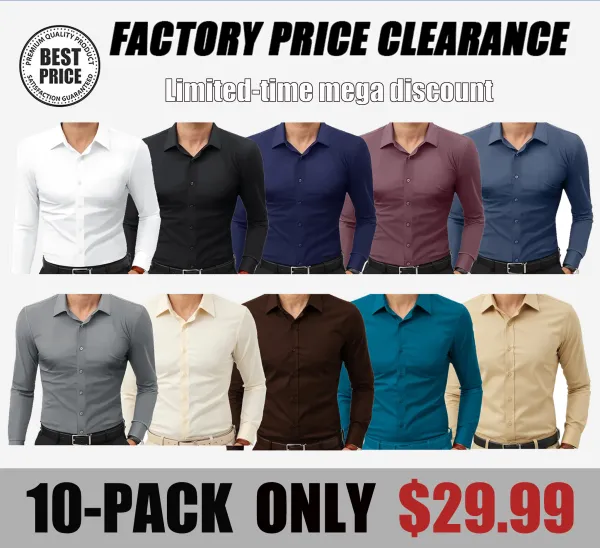 Gentle Dress Shirts 16-Way Stretch Slim Fit Long Sleeve Button Down Business Casual Shirts Wrinkle Free Traveler Shirts Top Menswear