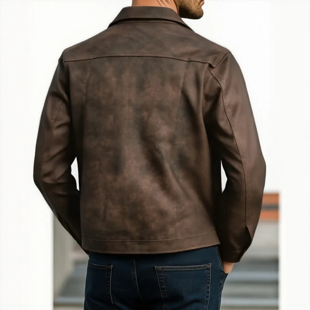 Leather Work Distressed Jacket