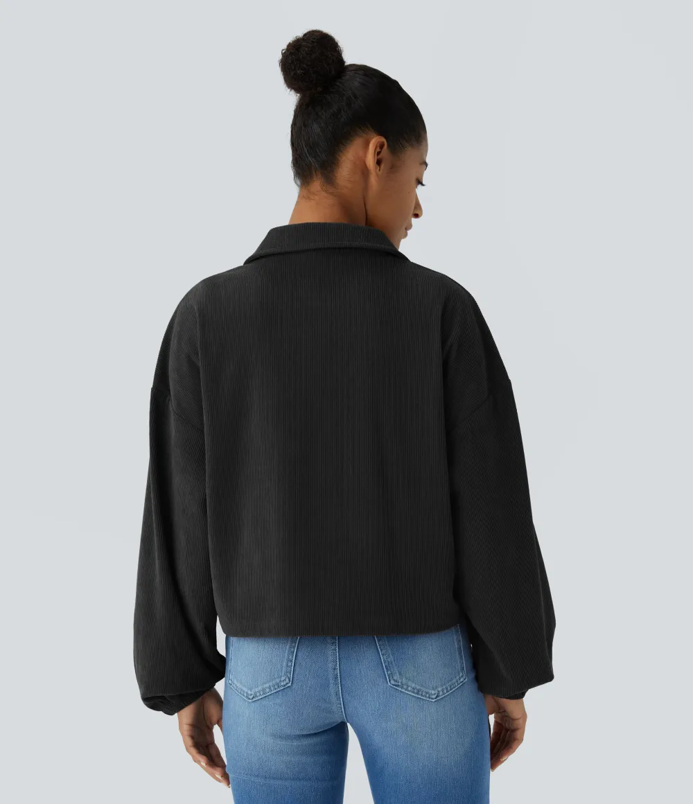Long Sleeve Pocket Casual Corduroy Jacket