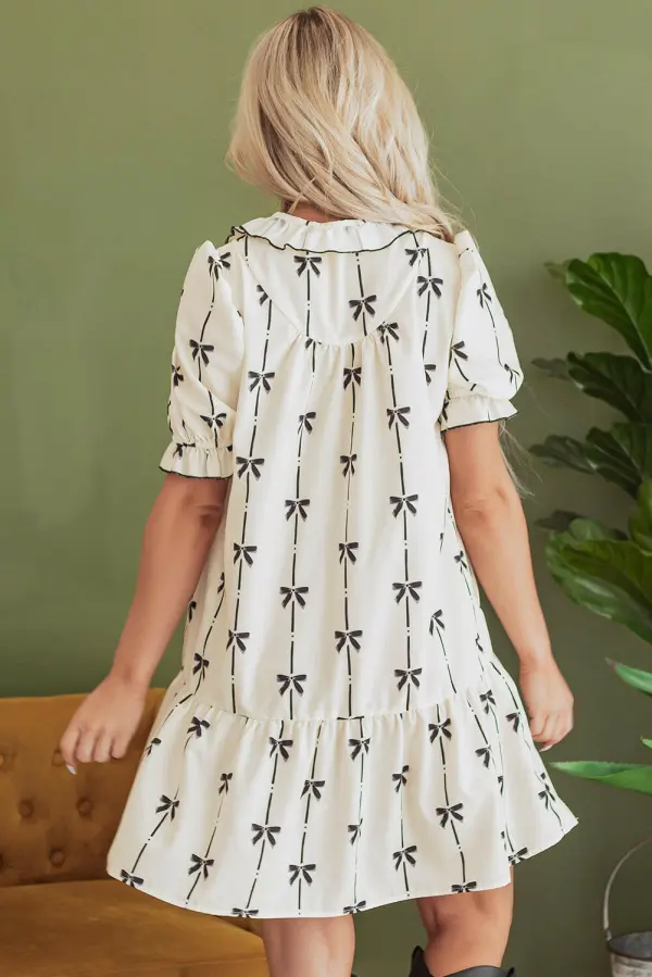 V Neck Bubble Hem Mini Dress