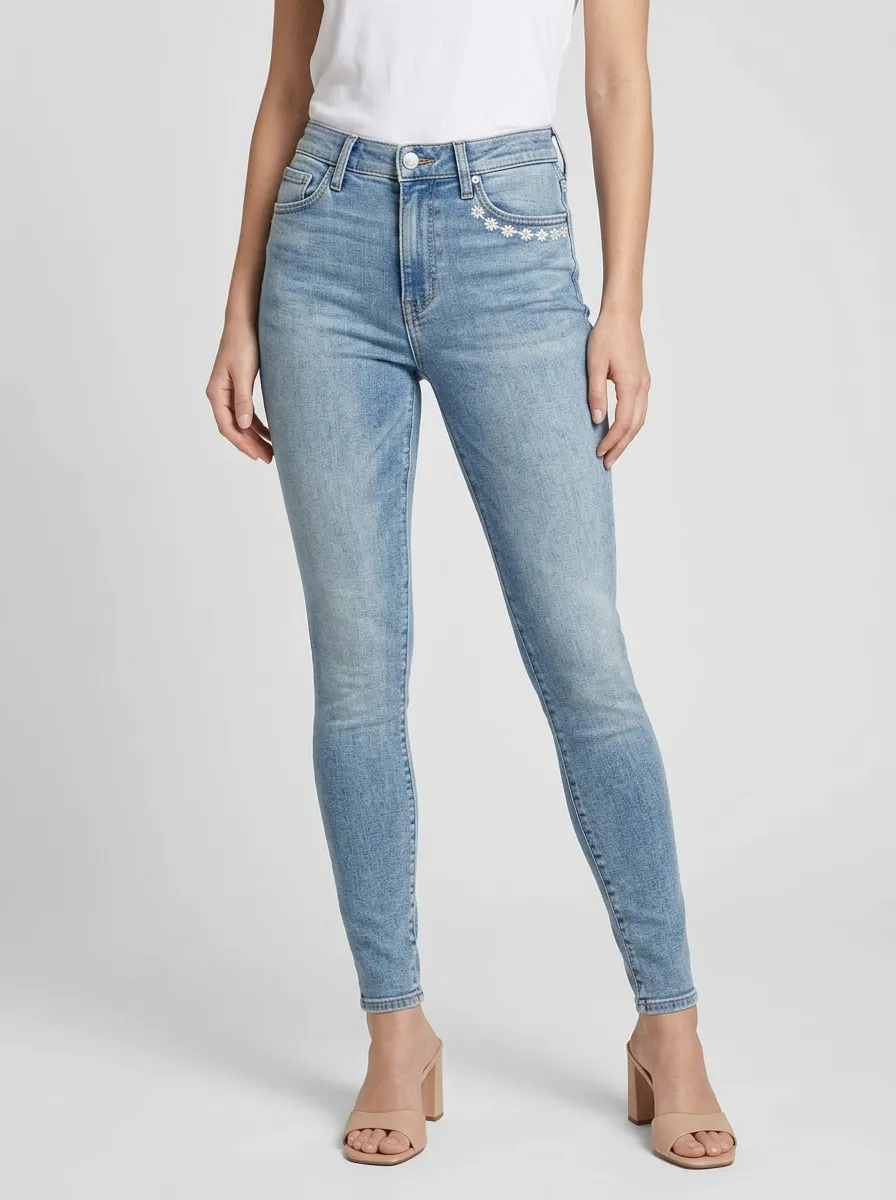 Women's Willow Floral Daisy Embroidered Printed Slim Jeans