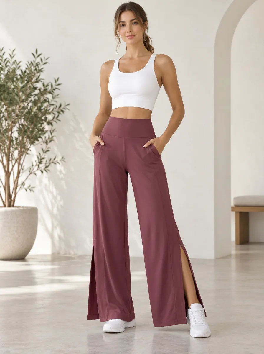 Soft Movement Women's Wide Leg Slit Sport Pants