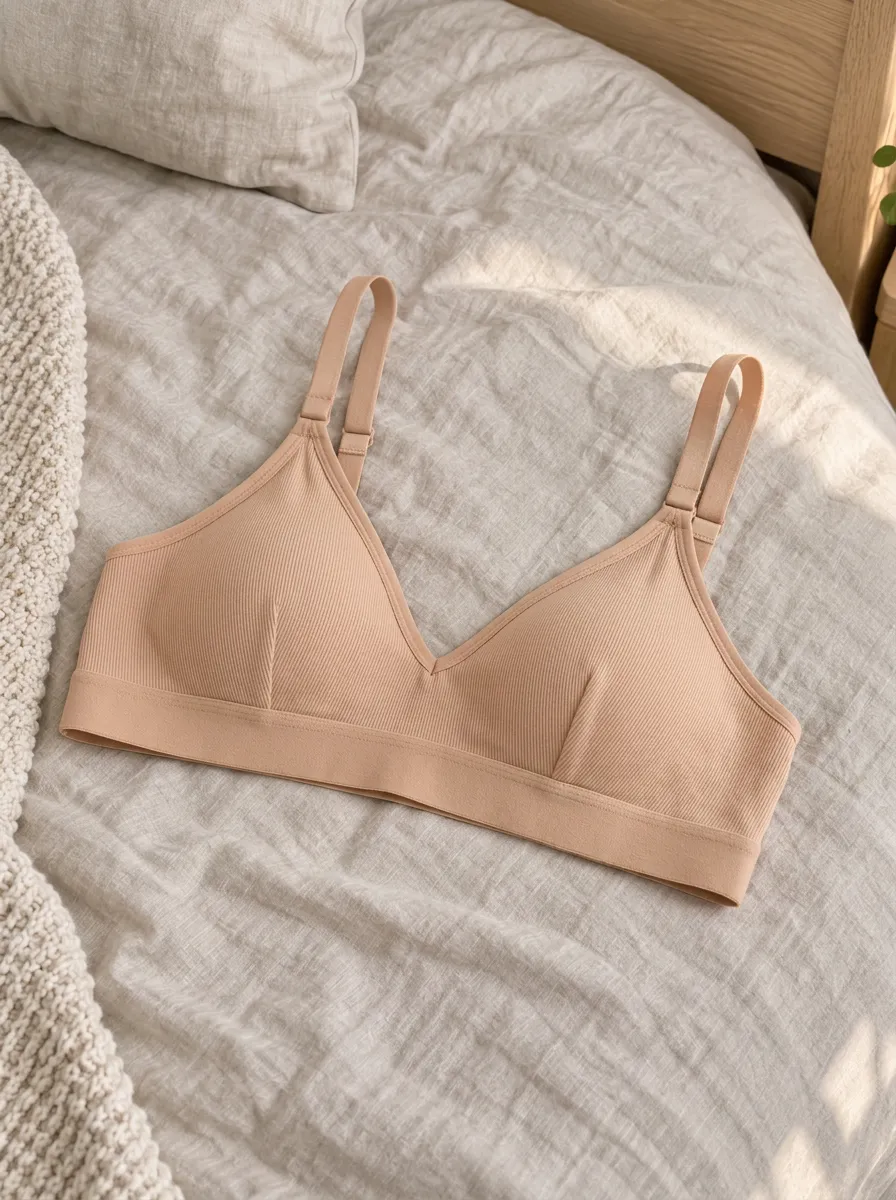 Women's Ribbed Seamless Wireless Adjustable Strap Everyday Essential Bralette