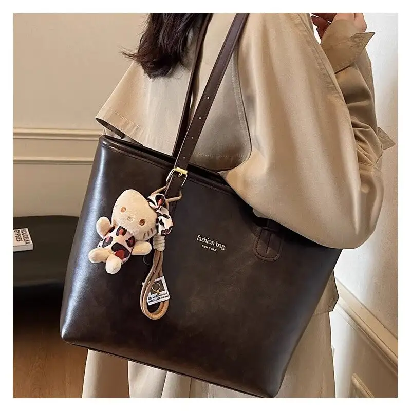 Structured Vintage Crossbody Satchel with Charm