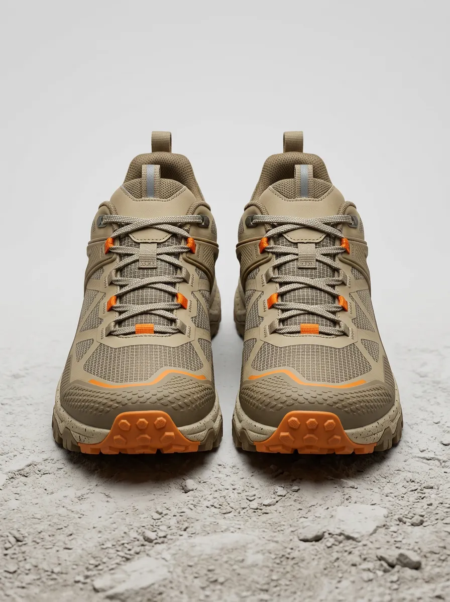 Men's Outdoor Hiking Tan Orange Pattern Printed Shoes
