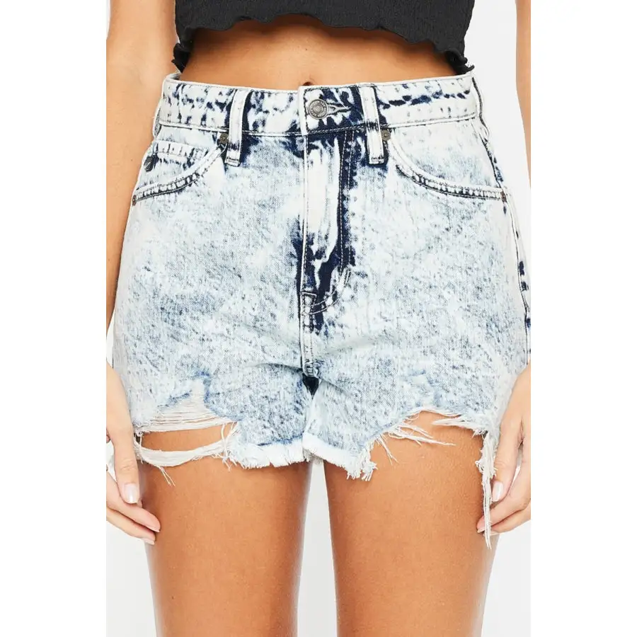 Full Size Distressed High Waist Denim Shorts