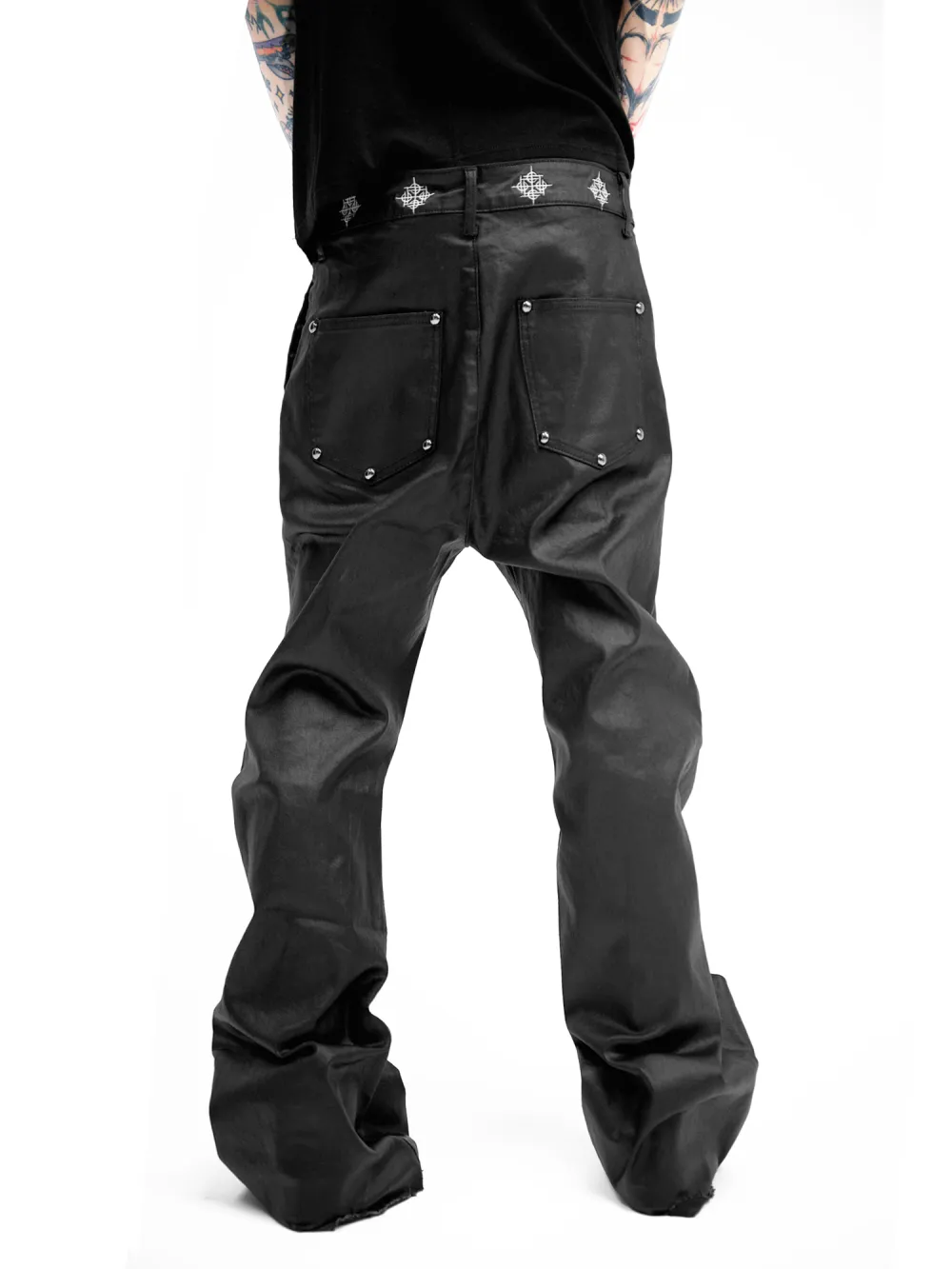 Wide-Leg Waxed Coated Jeans