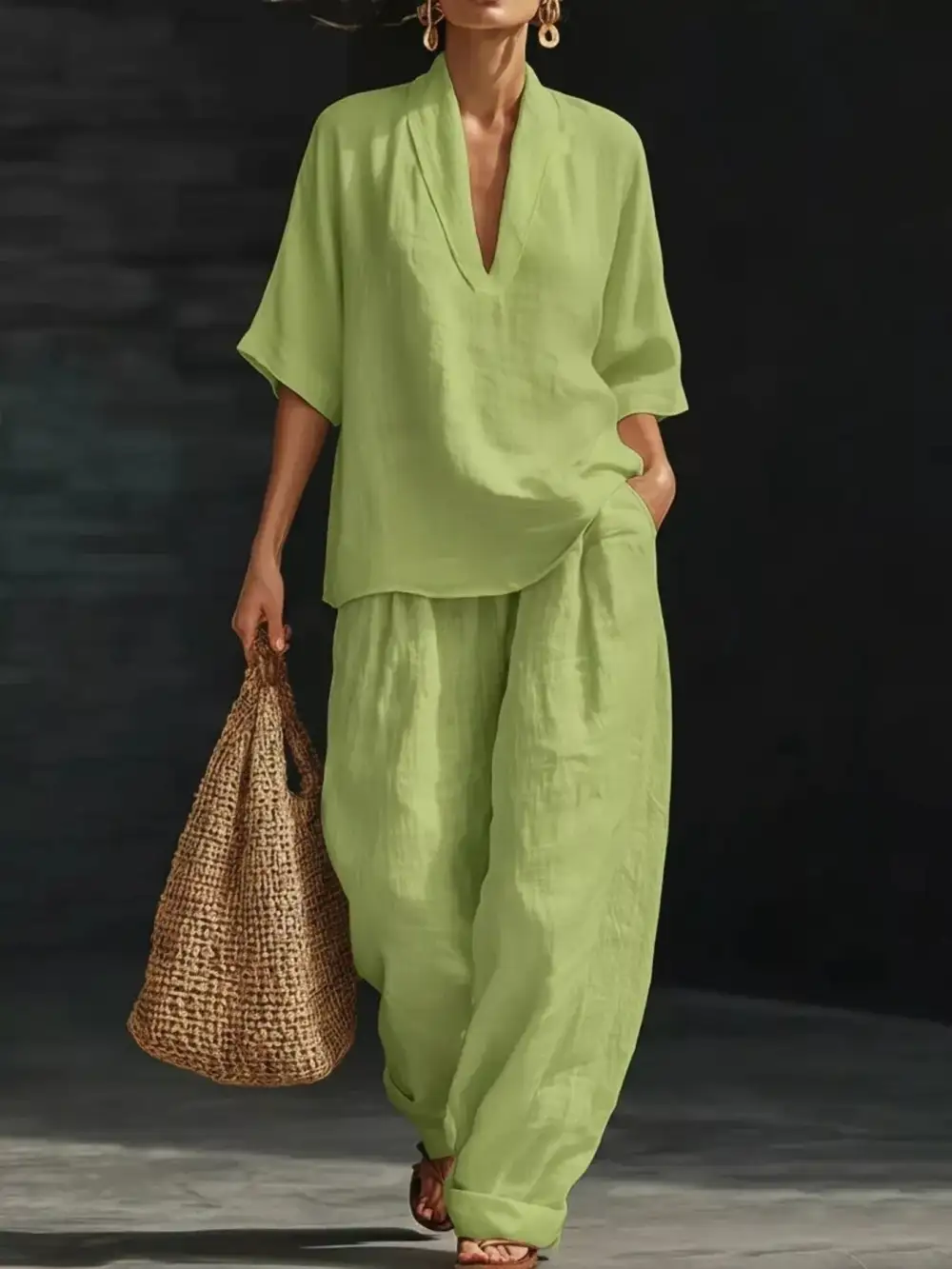 Half Sleeve Loose Fit Top and Pants Set