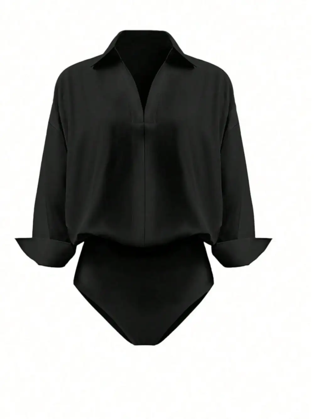 Button Down Long Sleeve Bodysuit Shirt