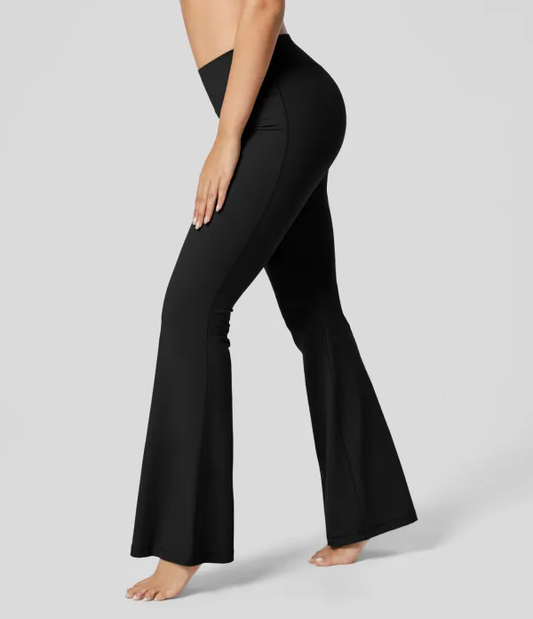 UltraSculpt Mid Rise Tummy Control Side Pocket Running Full Length Flare Leggings