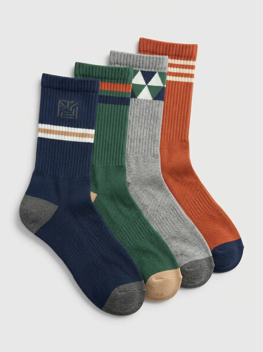 Everyday Geometric Striped Essential Men's Four Pair Socks