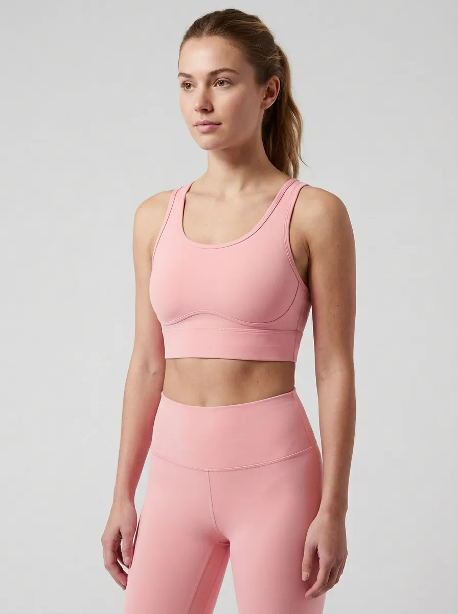 Women's Scoop-Neck Reinforced-Trim Wide-Strap Moderate-Coverage Sports Bra