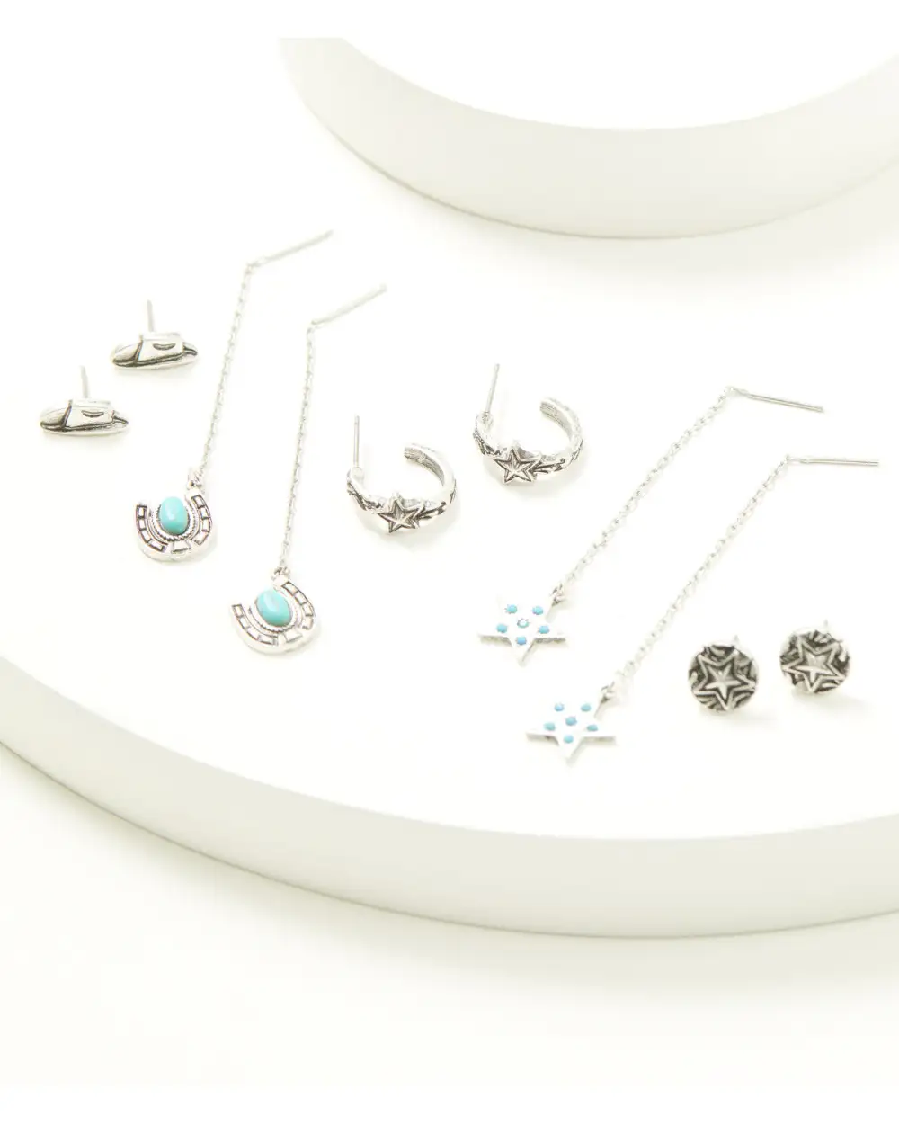 Classic Concho Chain Stone Detail Earrings