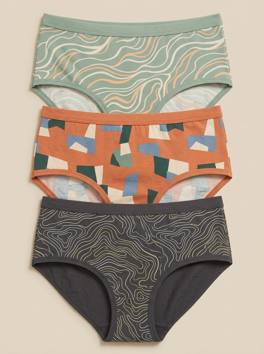 Women's Abstract Geometric Pattern Three-Pack Wave Briefs