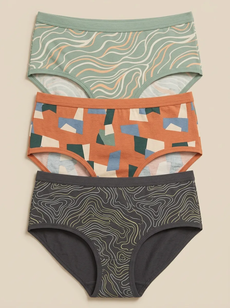 Women's Abstract Geometric Pattern Three-Pack Wave Briefs