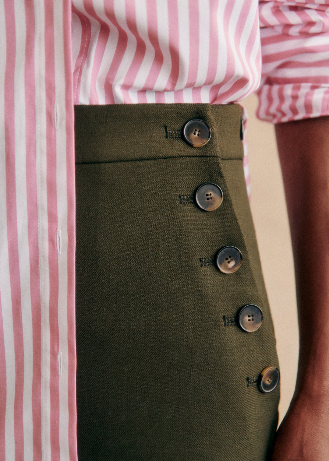 High-Rise Two-Button Straight Jeans