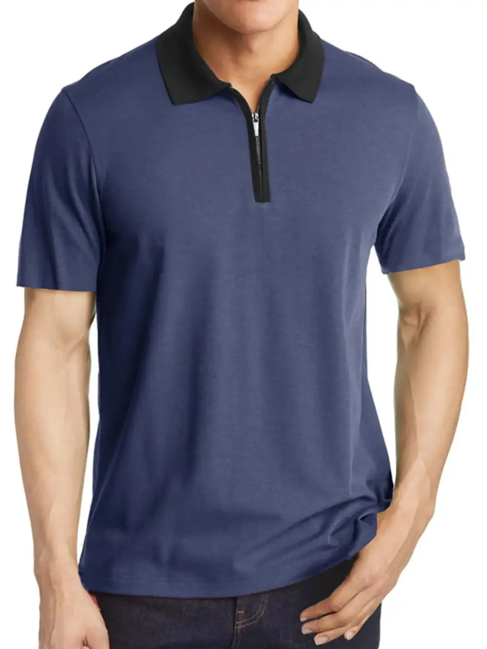 Woven Contrast Detail Collared Polo Shirt