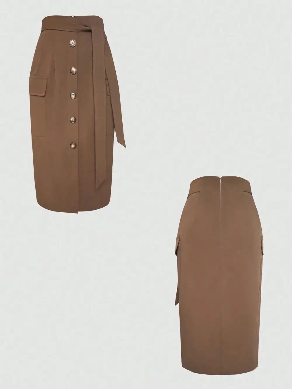 Clean Button Front Skirt