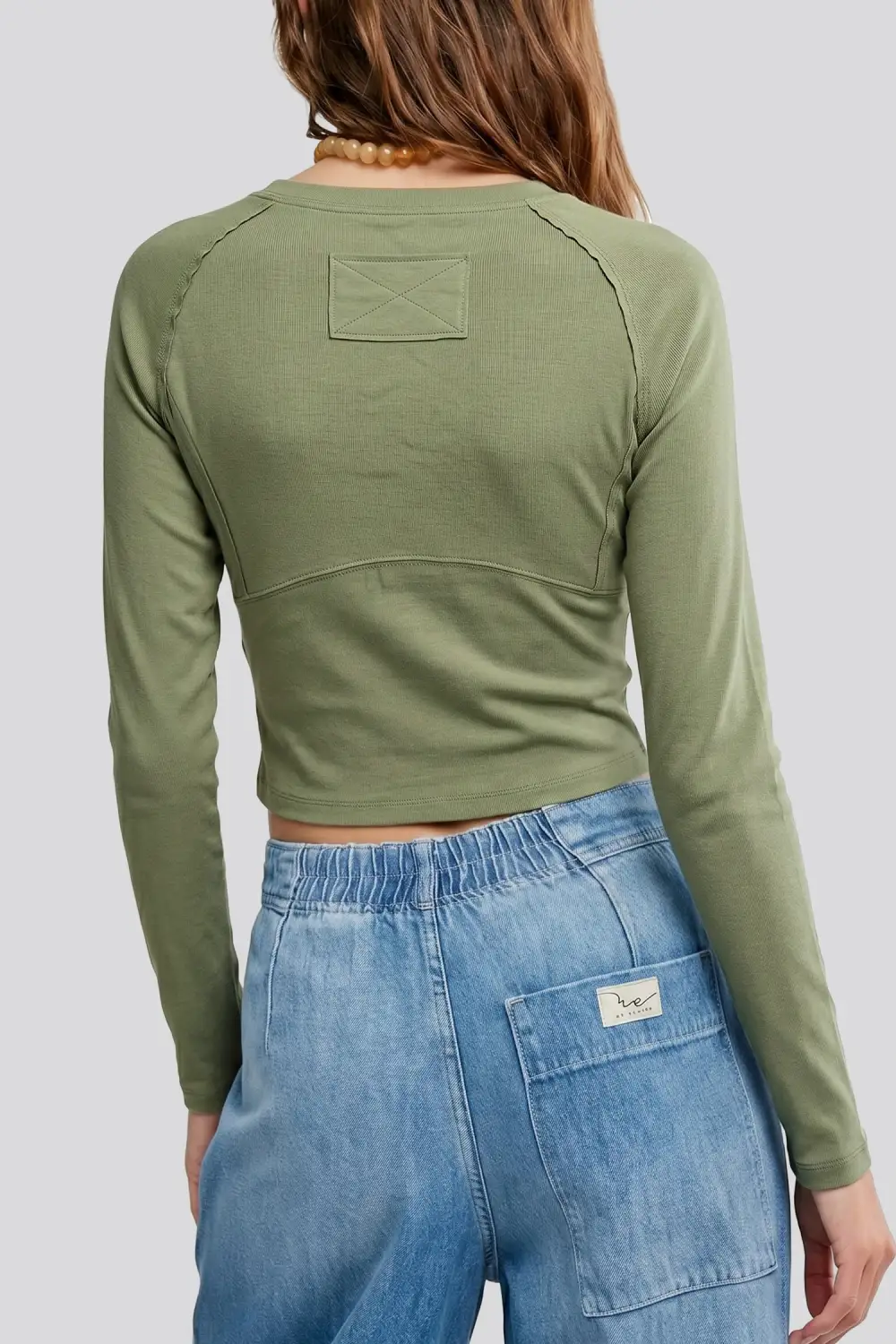 Women's Round Neck Long Sleeve Patchwork Top