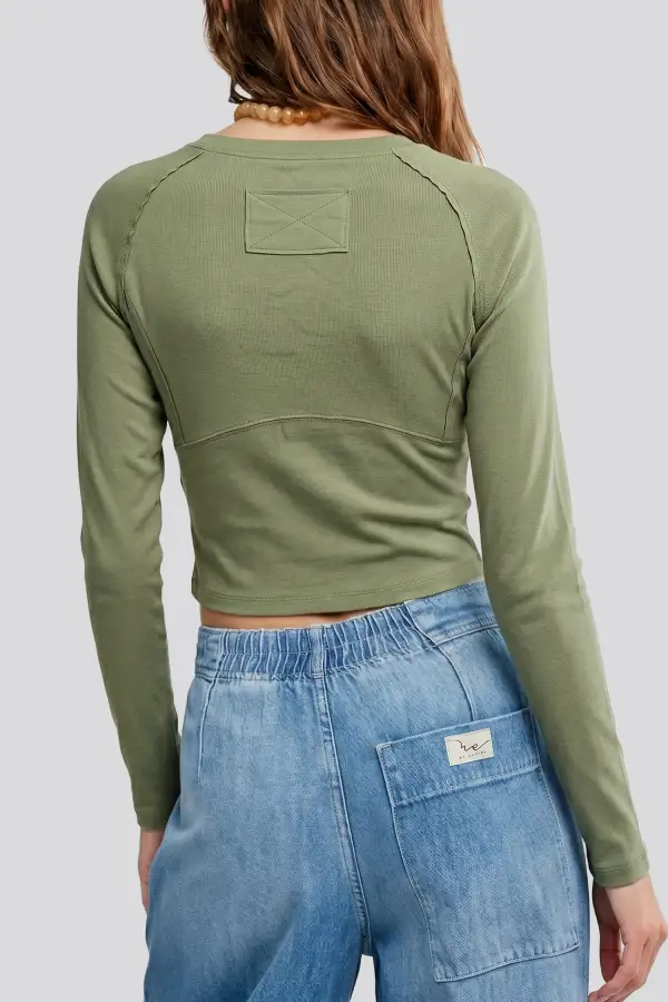Women's Round Neck Long Sleeve Patchwork Top