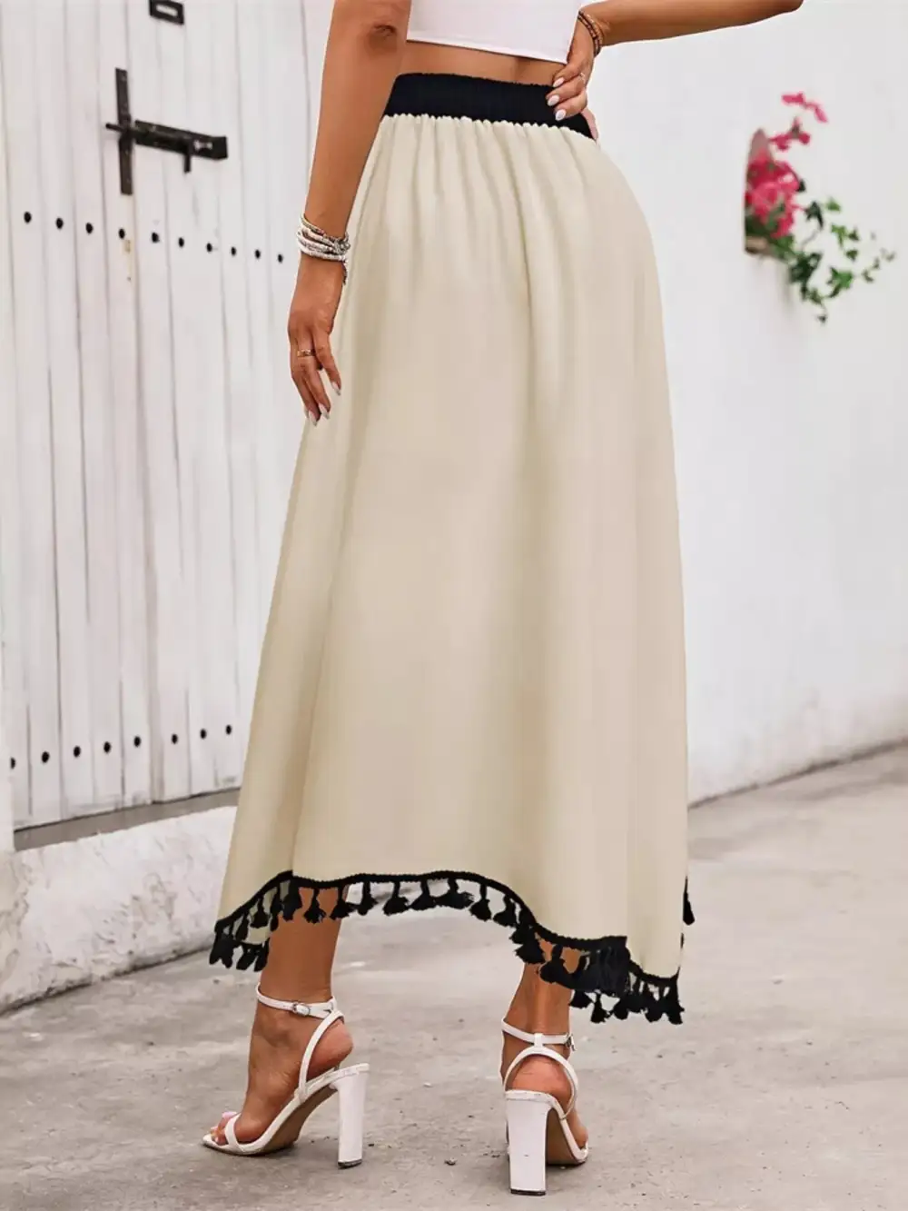 Tailored Fluid Tassel Skirt