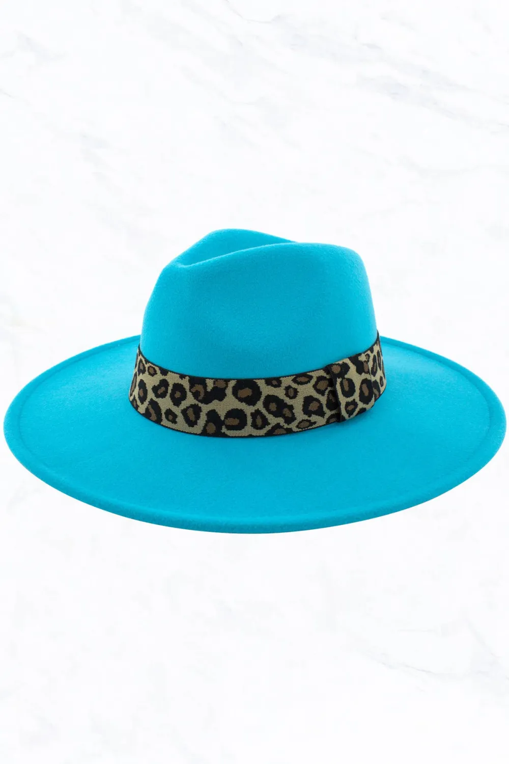 Big Brim Peach Heart Top Jazz Hat Wide Leopard Belt
