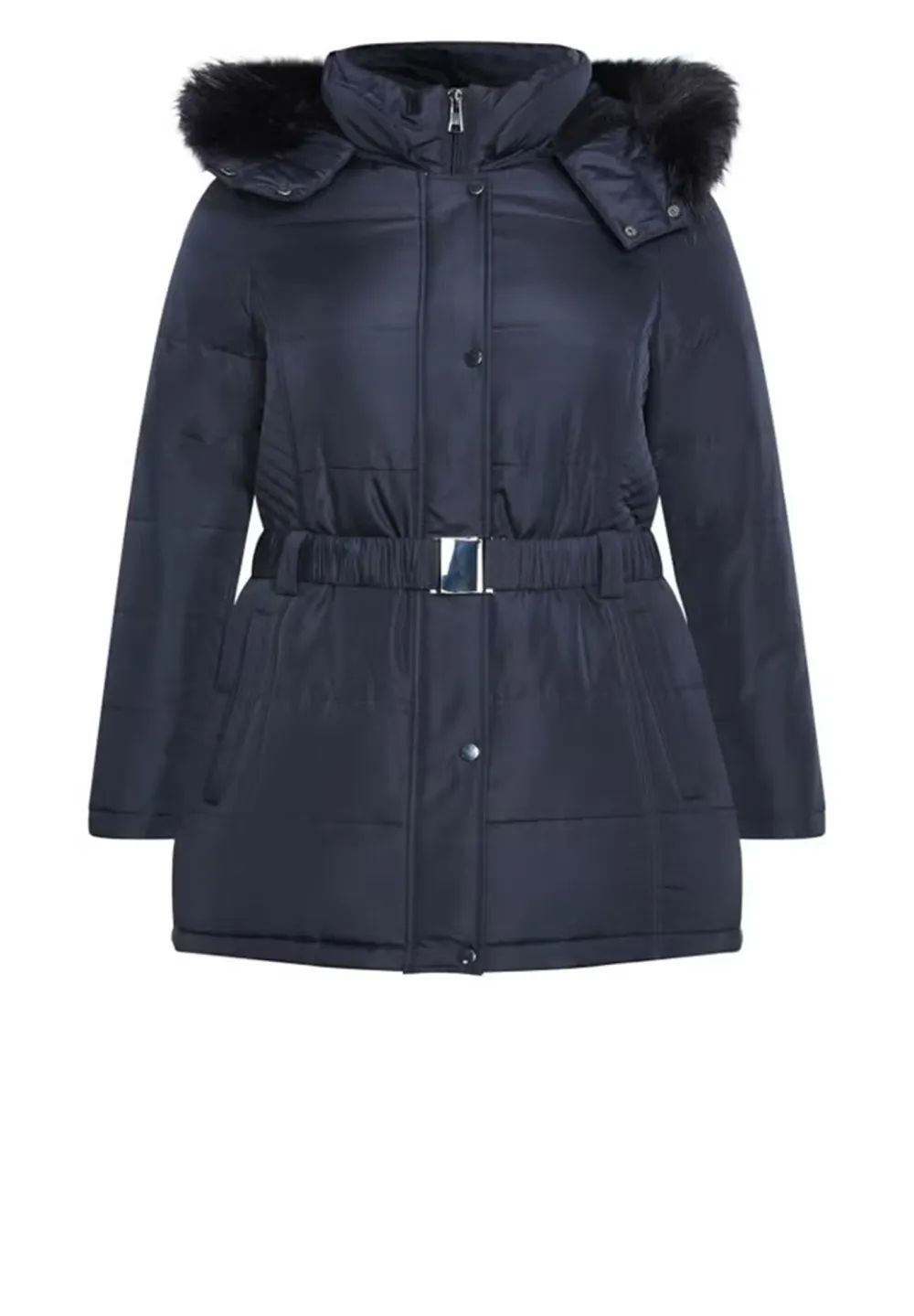 Waist Tied Fur Hat Down Jacket