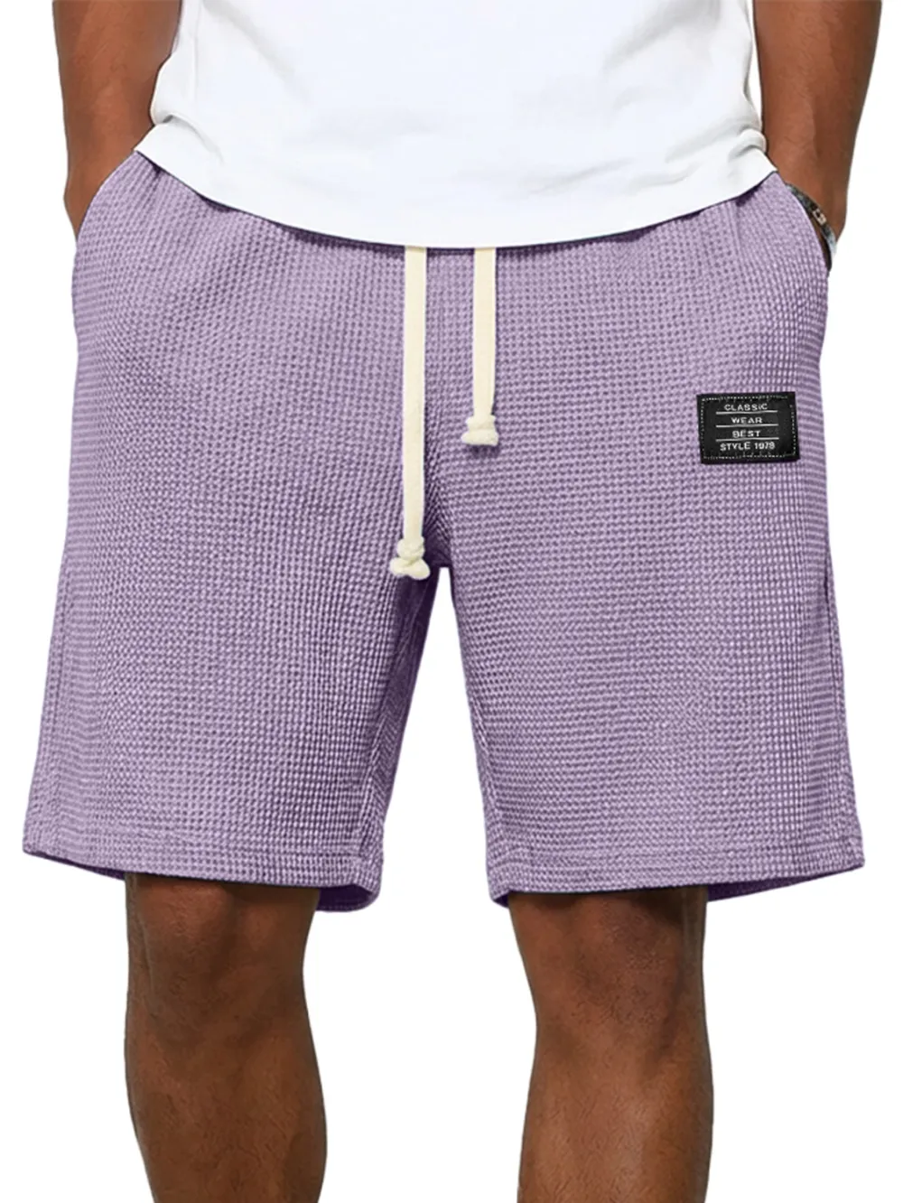 Structured Textured Knit Seamed Detail Shorts