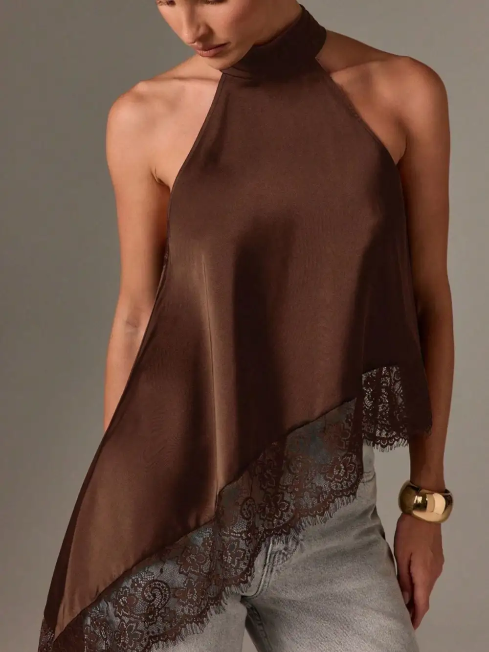 Halter Neck Lace Trim Cami