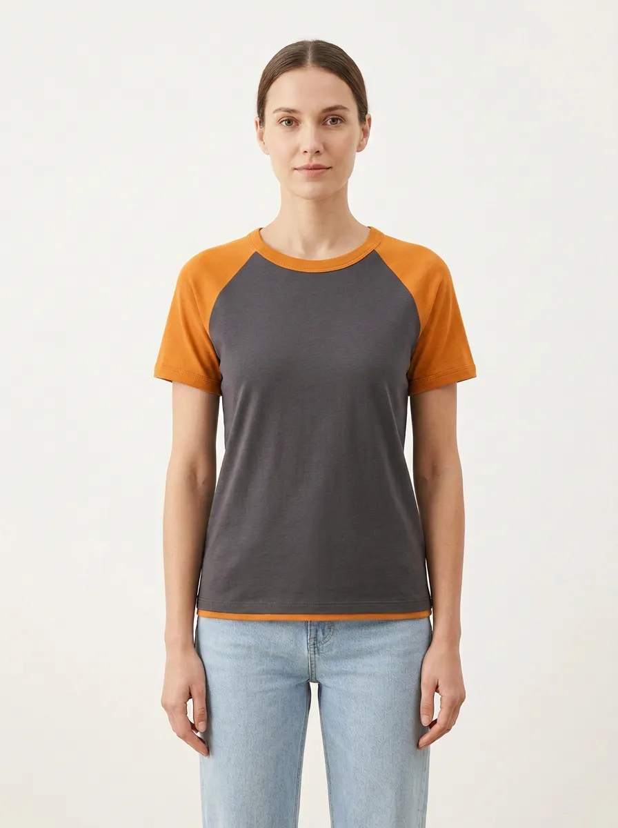 Women's Contrast-Trim Raglan-Sleeve Raglan T-Shirt