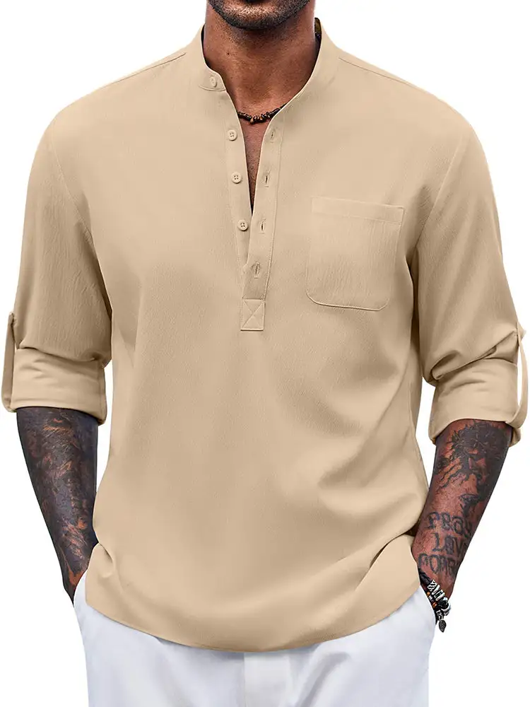 Casual Summer Vacation Henley Shirt