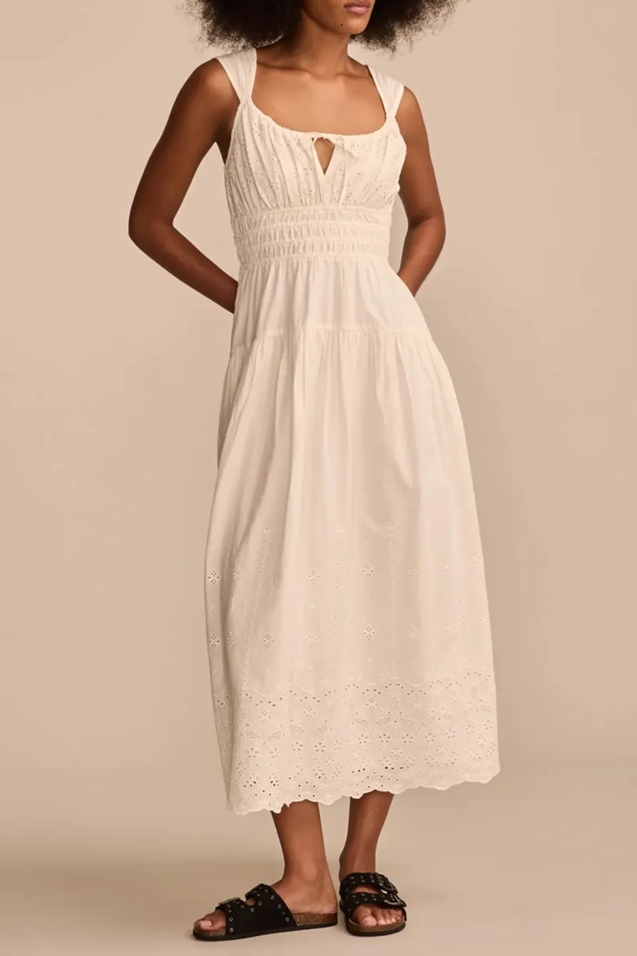 White Casual Sleeveless Midi Dress