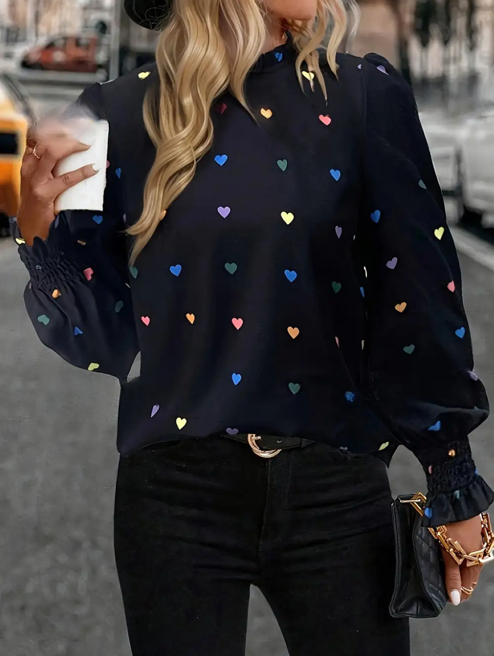 Heart Print Long Sleeve Shirt