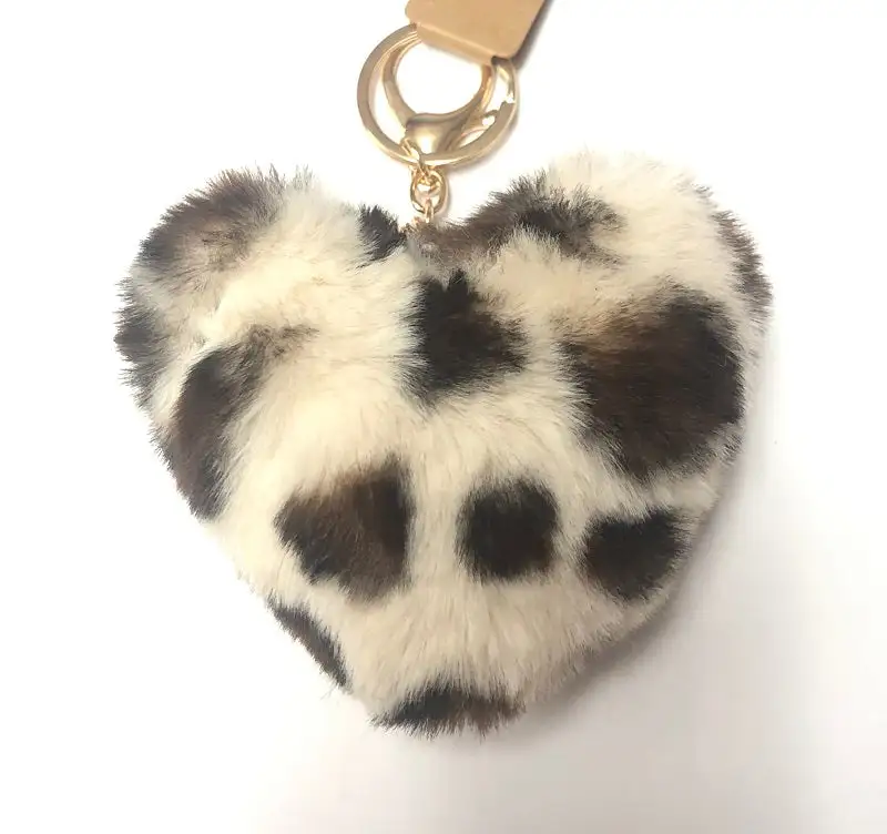 Fuzzy Heart Charm Keychain