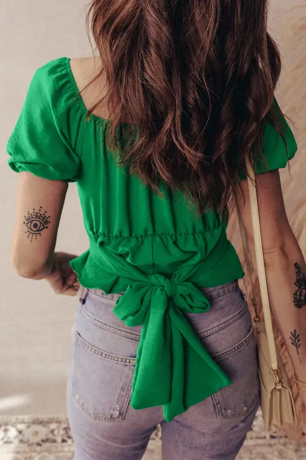 Women's Solid Short Sleeve Peplum Top
