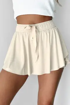 Drawstring High Waist Lined Tennis Skort