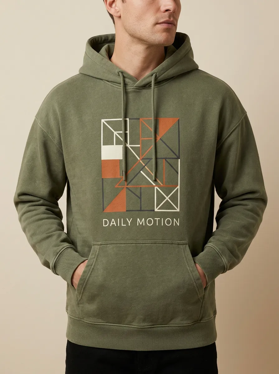 Men's Daily Motion Geometric Abstract Print Hoodie