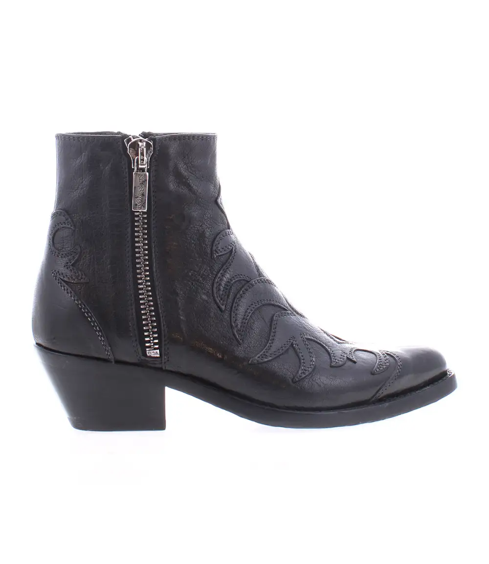 Almond-Toe Side-Zip Western Boots