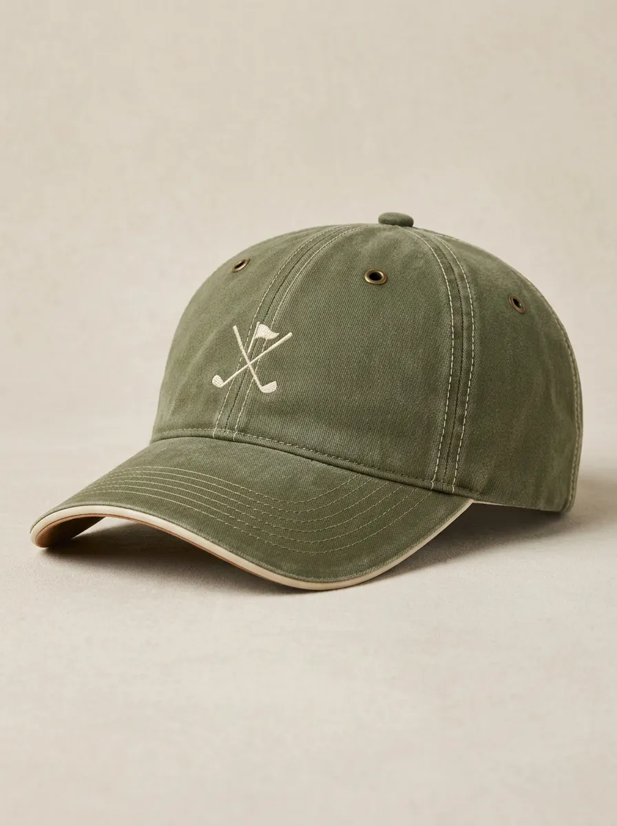 Unisex Crossed Clubs Embroidered Golf Baseball Cap