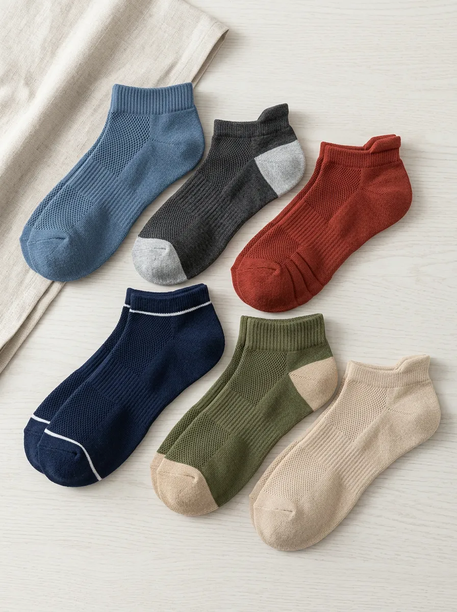 Men's Casual Daily Wear Mesh Breathable Ankle Socks 6-Pack