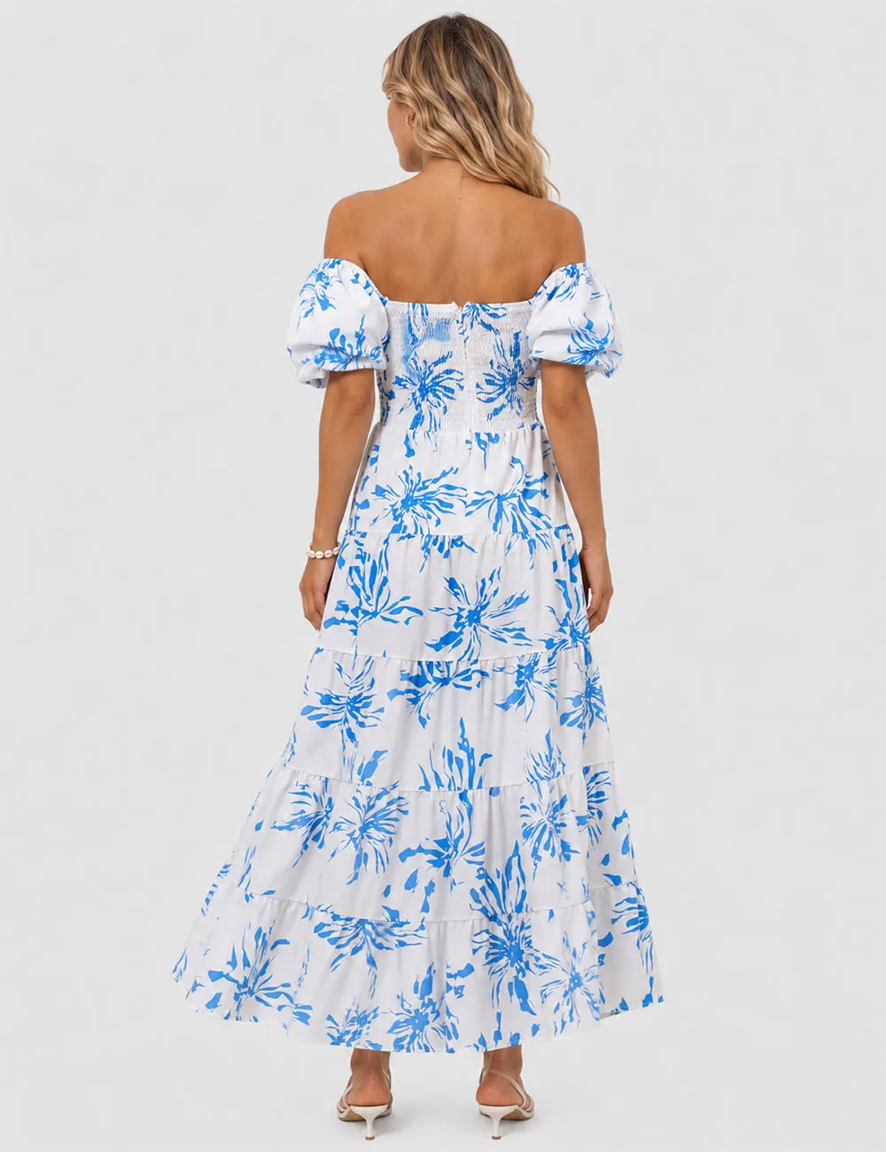 Bubble Short Sleeves Maxi Dress