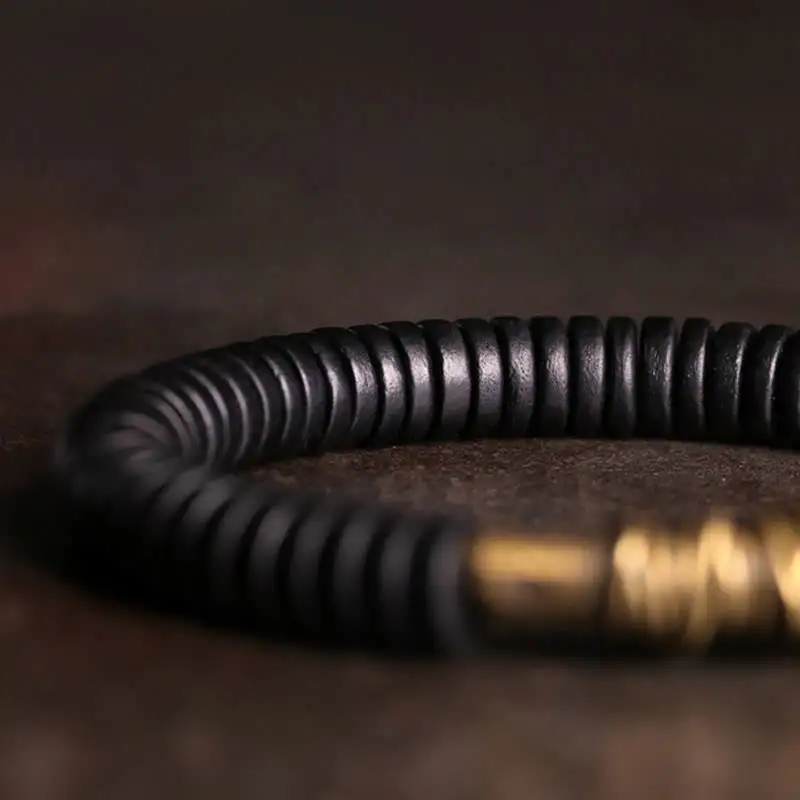 Natural Ebony Wood Copper Bracelet